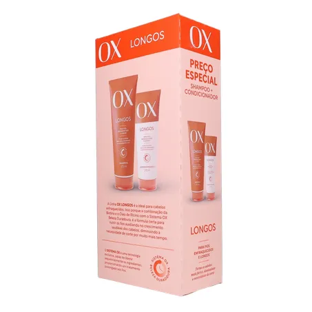 Kit Shampoo com 375Ml  Condicionador com 170Ml Ox Longos 360-22