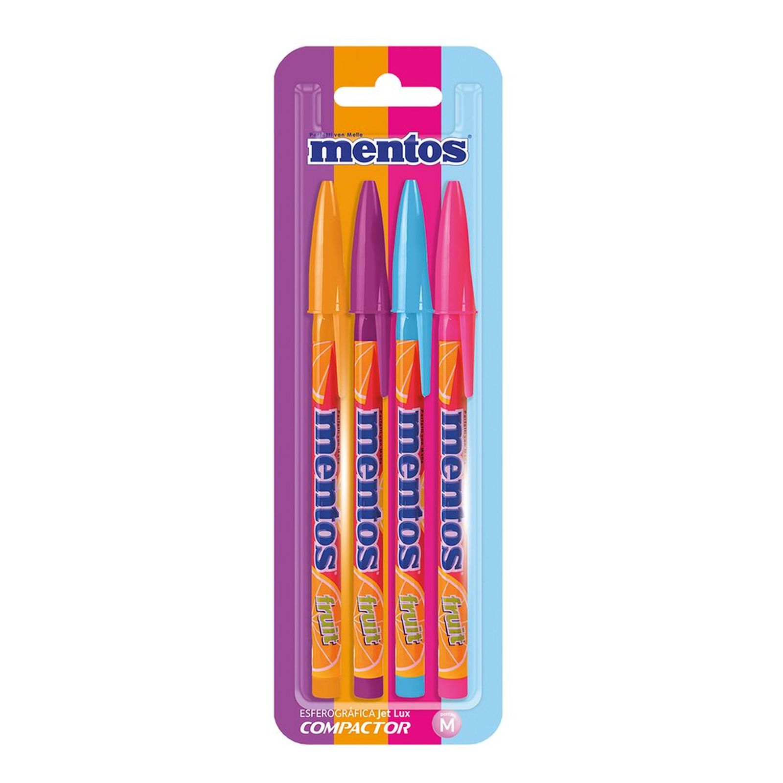 Caneta esferográfica compactor jet lux mentos com 4 unidades