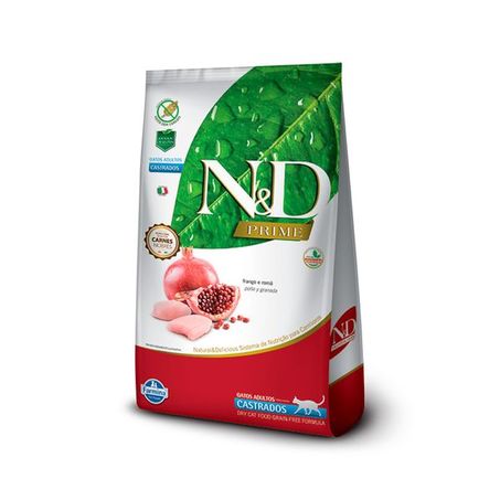 Ração Farmina N&D Prime para Gatos Castrados Sabor Frango e Romã 1,5Kg