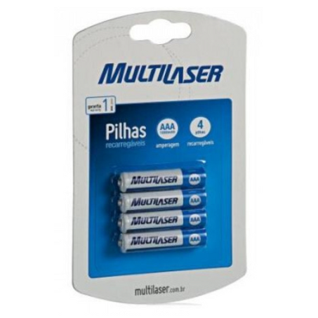 PILHA RECARREGÁVEL PALITO AAA C/4UN MULTILASER