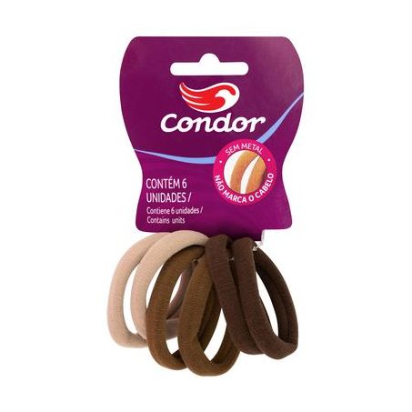 ELASTICO P/CABELO S/METAL NEUTRO C/6 CONDOR