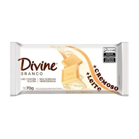 BARRA CHOCOLATE DIVINE BRANCO MAIS CREMOSO 70G