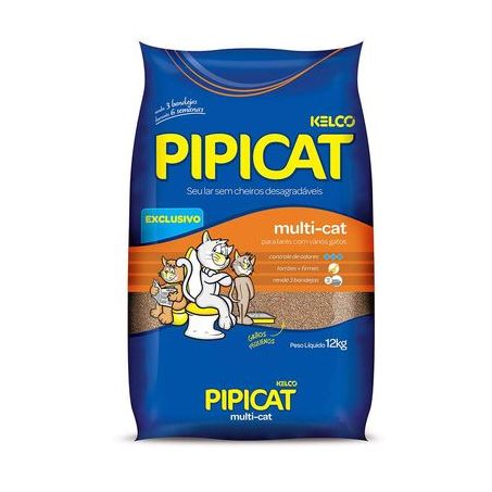 Areia p/gato pipicat multi-cat 12kg