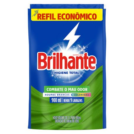 LAVA ROUPAS LÍQUIDO BRANCAS E COLORIDAS BRILHANTE HIGIENE TOTAL SACHÊ