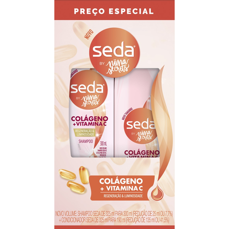 Kit shampoo/condicionador colágeno/vitamina c seda 490ml