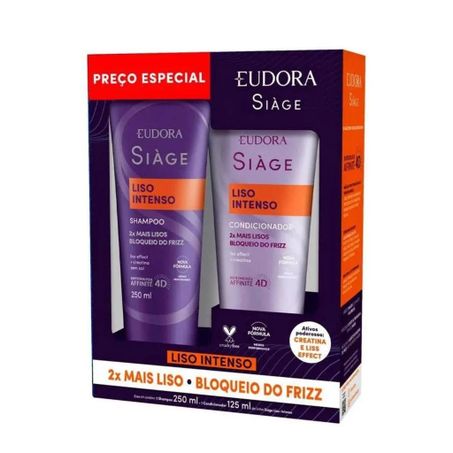 Kit shampoo 250ml + condicionador 125ml siage liso intenso