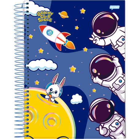 CADERNO ESPIRAL PEQUENO CAPA DURA JANDAIA GALAXY CLUB SPACE 1 MATÉRIA C/ 80 FOLHAS