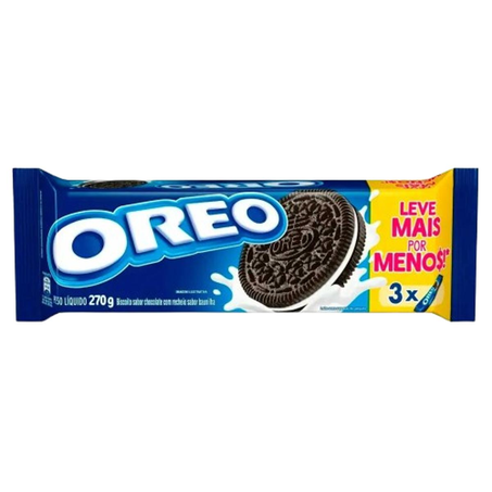 Conjunto Biscoito Recheado Oreo 270g - Baunilha - Com 3 Unidades