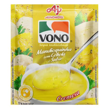 Sopa individual cremosa mandioquinha com cebola e salsa vono