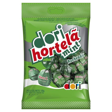 Bala Dori Dura Hortelã Mint Recheada Pacote 100g 
 