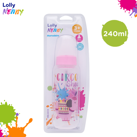 MAMADEIRA LOLLY NENNY BICO DE SILICONE 3+ 01-F ROSA 250ML