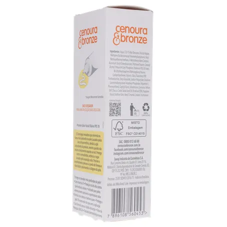 Protetor solar facial cenoura e bronze fps 70 50g 360-24