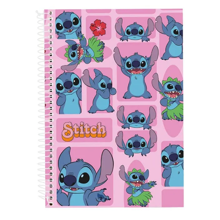 Caderno culturama grande capa dura 80 folhas stitch e angel