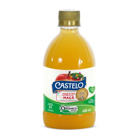 VINAGRE CASTELO ORGANICO PET 400ML MACA LEVE VITA