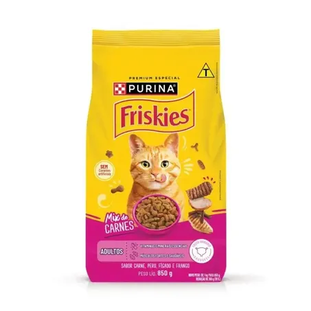 Alimento Para Gatos Purina Friskies Adultos Mix Carnes Pacote 850g 
 