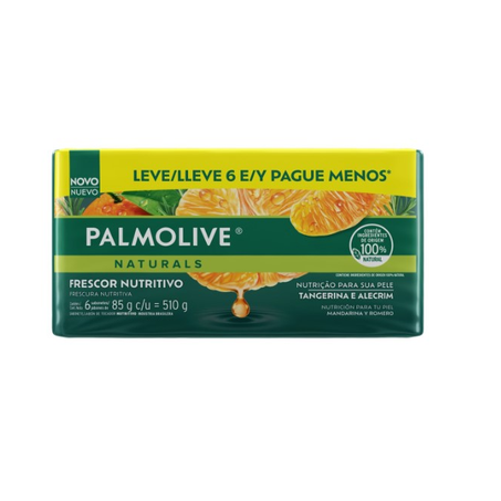 Kit Sabonete em Barra Frescor Nutritivo Tangerina e Alecrim Palmolive 510g 6 Unidades