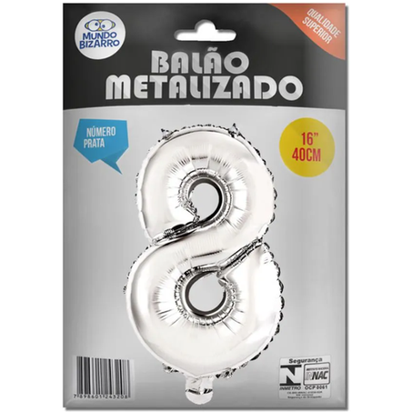 BALAO MUND BIZARR METALIZ PRATA Nº8