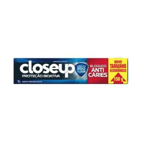 Creme Dental Closeup Menta Refrescante Proteção Bioativa Bloqueio Anticáries Caixa 150gr - Embalagem econômica