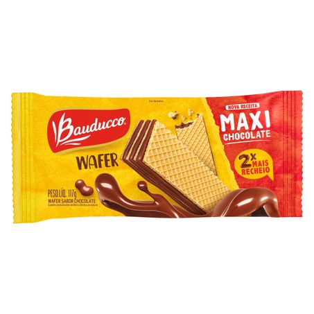 Biscoito wafer recheio chocolate bauducco maxi
