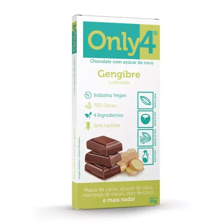 BARRA DE CHOCOLATE GENGIBRE 20G - ONLY4