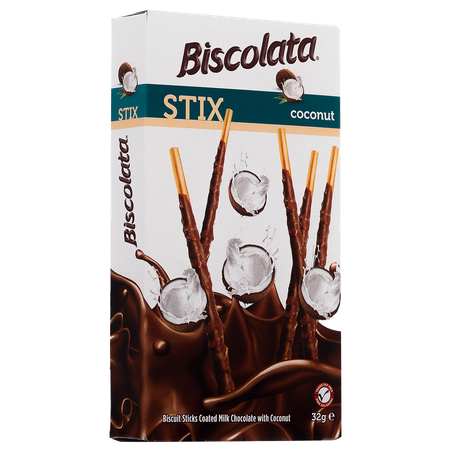 BISCOITO BISCOLATA STIX COCO 32G