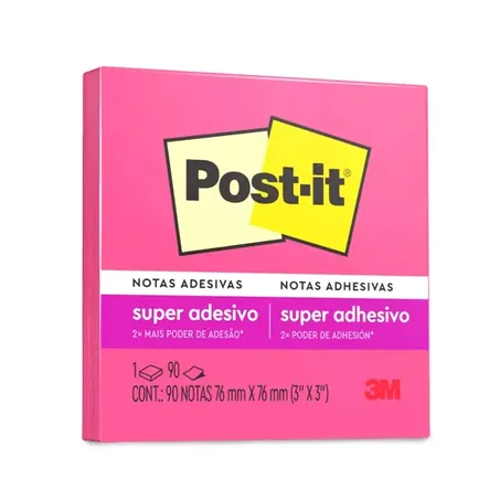 BLOCO DE ANOTAÇÕES 76 X 76MM C/90FLS ROSA POST-IT 3M