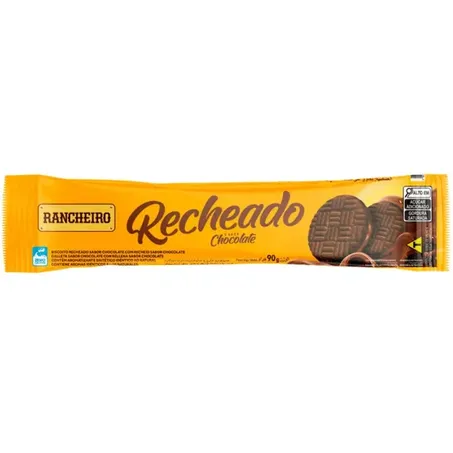 Biscoito rancheiro recheio chocolate pacote 90g