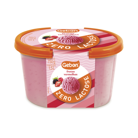 Sorvete Gebon 1,5lt Zero Lactose Frutas Vermelhas