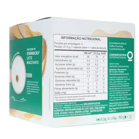 Café com Leite em Cápsula Starbucks Latte Macchiato Nescafé Dolce Gusto Caixa 107,5g 10 Unidades 360-15