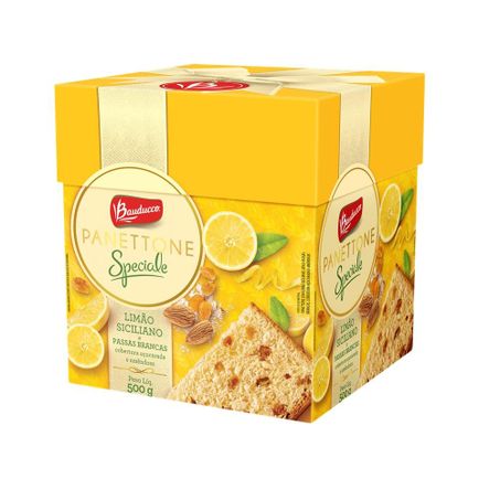 PANETTONE BAUDUCCO 500G SPECIALE COM LIMÃO SICILIANO E UVAS PASSAS BRANCAS