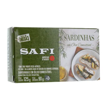 SARDINHA IMPORTADA MARROQUINA SAFI COM ÓLEO CAIXA 125G 360-34