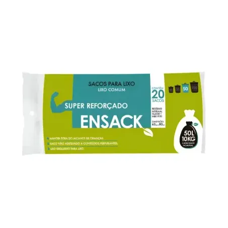 SACO DE LIXO PRETO ENSACK 50L