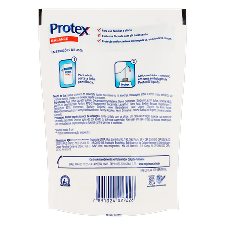 Sabonete Líquido Antibacteriano Protex Balance Sachê 200ml Refil Embalagem Econômica 360-1
