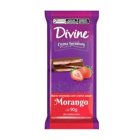 Chocolate leite 37% rech morango divine 90g