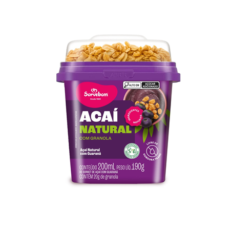 AÇAÍ SORVEBOM C/GRANOLA 200ML