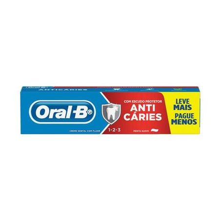 Creme Dental Oral-B 123 Anti Cáries Menta Suave 150g 
 
