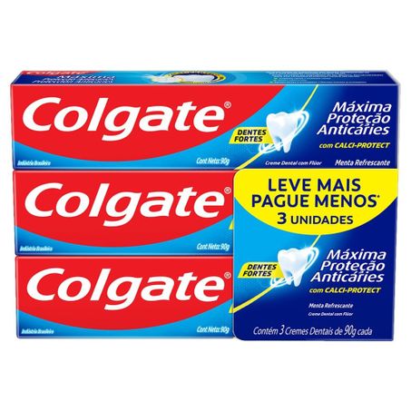 CREME DENTAL COLGATE MÁXIMA PROTEÇÃO ANTICÁRIES PACK 3X90G