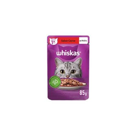 Alimento para Gatos Adultos Whiskas Carne Ao molho Sachê 85gr