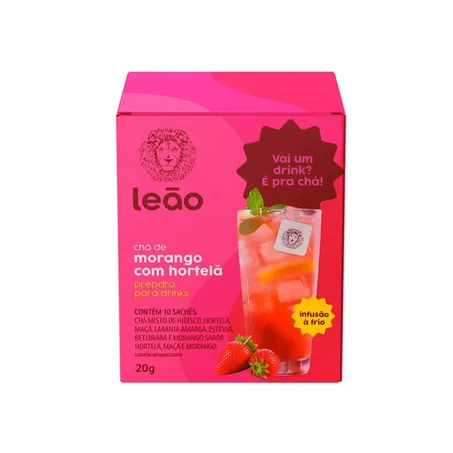 CHA MORANGO + HORTELA DRINKS LEAO JUNIOR 20G