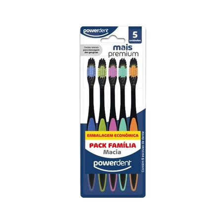 ESCOVA DENTAL POWERDENT MAIS PREMIUM COM 5 UNIDADE