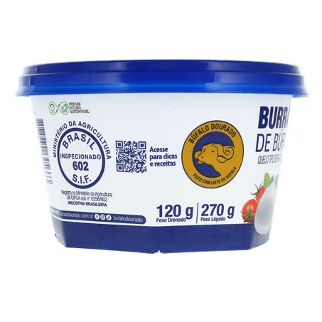 Queijo Burrata de Búfala Búfalo Dourado Pote 270gr 360-29