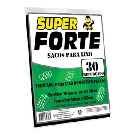 Saco P/Lixo Super Forte 30lt Reforçado C/10 Almofada