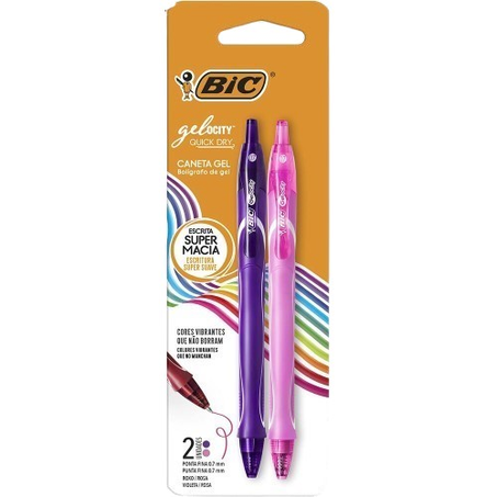 Caneta Bic Gelocity Quick Dry com 2 Unidades