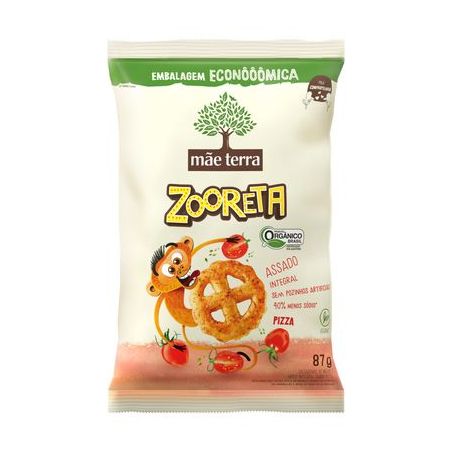 Salgadinho de Milho E Arroz Integral Orgânico Pizza Mãe Terra Zooreta Pacote Embalagem Econômica 87G