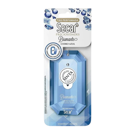 Odorizante Automotivo Secar Tag Perfumada Diamante Cedro Azul Un 
 