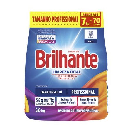 Sabão em Pó Brilhante Limpeza Total 5.6KG