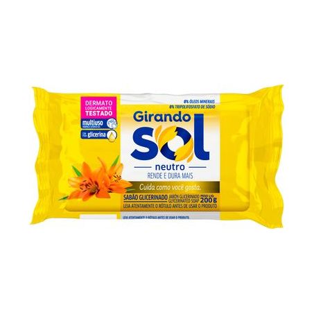 Sabão em Barra Girando Sol Neutro Embalagem 200G