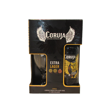 CERVEJA CORUJA 500ML EXTRA LAGER COM TAÇA