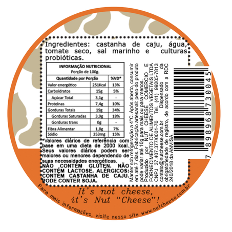 QUEJO VEG MEIA CURA TOMATE SECO 130G - NUTCHEESE 360-1