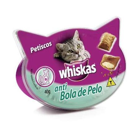 PETISCO P/GATO WHISKAS ANTI BOLAS DE PELO 40G